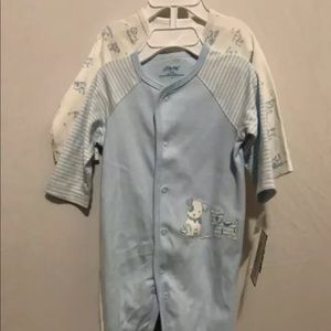 Little Me Boys 6 Month 2 Pc Set Footie Snaps Soft